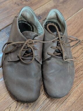Raum Brounding Barefoot Men's Brown Leather Lace-Up Casual Shoes